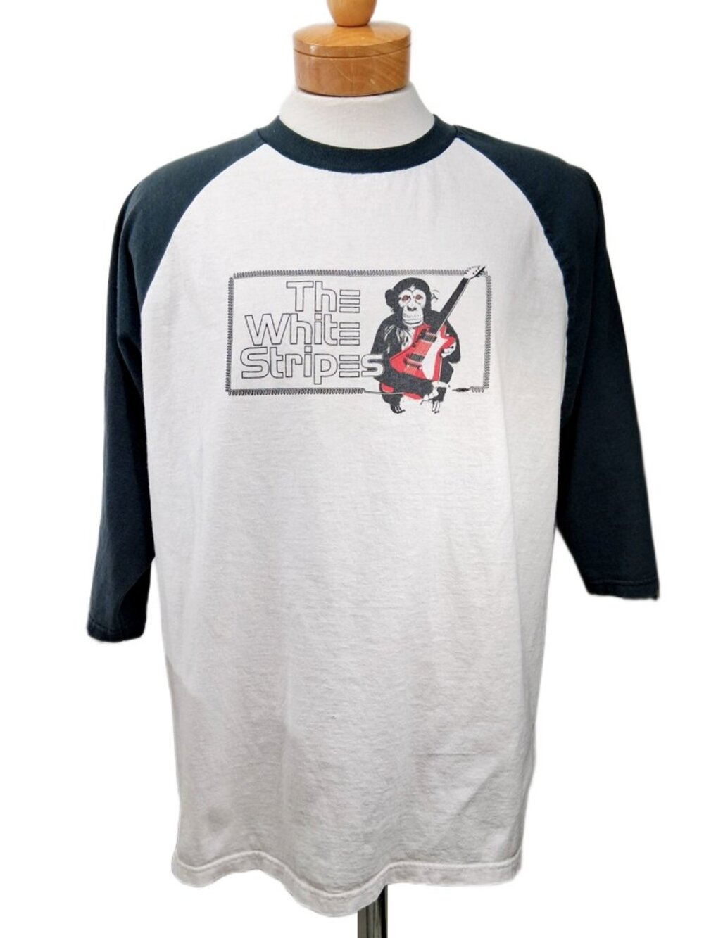 VTG 2003 The White Stripes Monkey Baseball Tee Raglan Shirt Anvil Band Merch XL